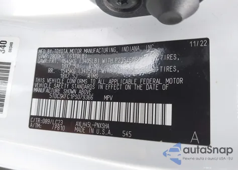 2023 Toyota Sienna 25Th Anniversary Edition z USA, uszkodzony, nr VIN 5TDCSKFC1PS079366